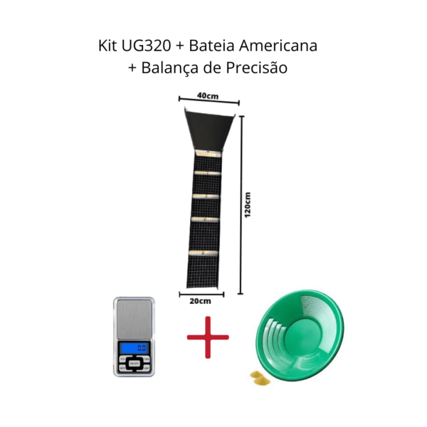 kit calha concentradora + bateia americana + mini balança digital de precisão